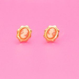 Earrings with a beautiful girl portrait